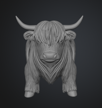 Highland Cow Planter 3D Model: STL GLB OBJ