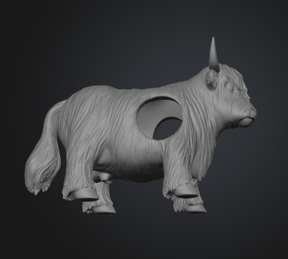 Highland Cow Planter 3D Model: STL GLB OBJ