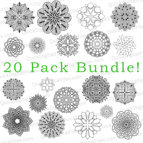 Mandala 20 Pack Design Bundle: PNG