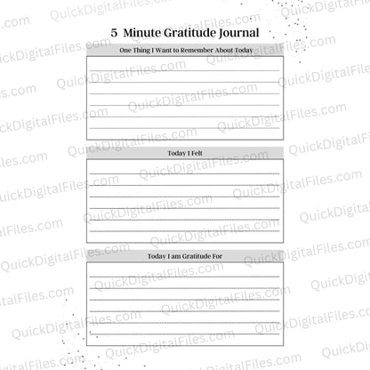 Printable daily gratitude journal template for quick reflections
