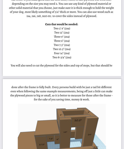 Printable pet stairs building instructions PDF.