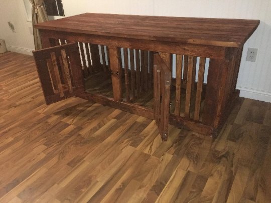 Downloadable dog crate design instructions.