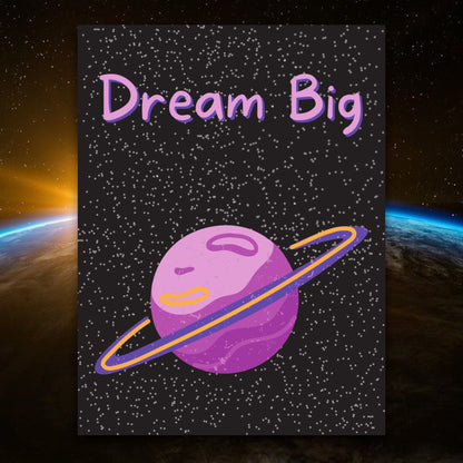 "Inspirational Dream Big planets digital art for children's room."