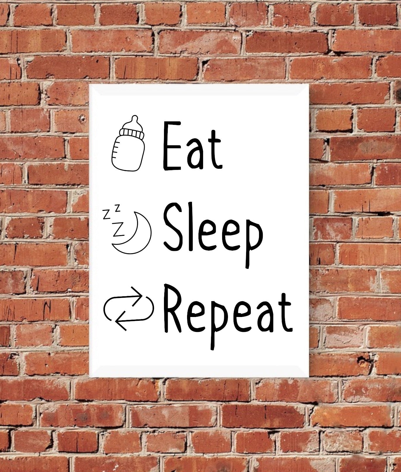 "High-quality PDF 'Eat, Sleep, Repeat' baby shirt graphic."