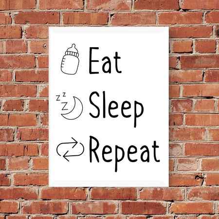 "High-quality PDF 'Eat, Sleep, Repeat' baby shirt graphic."