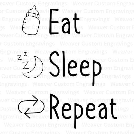 "Versatile baby gear design 'Eat, Sleep, Repeat' in PNG."