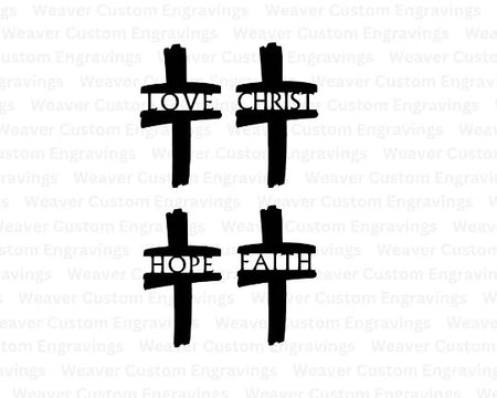 Faith Love Hope Christ cross silhouette digital art for inspirational decor