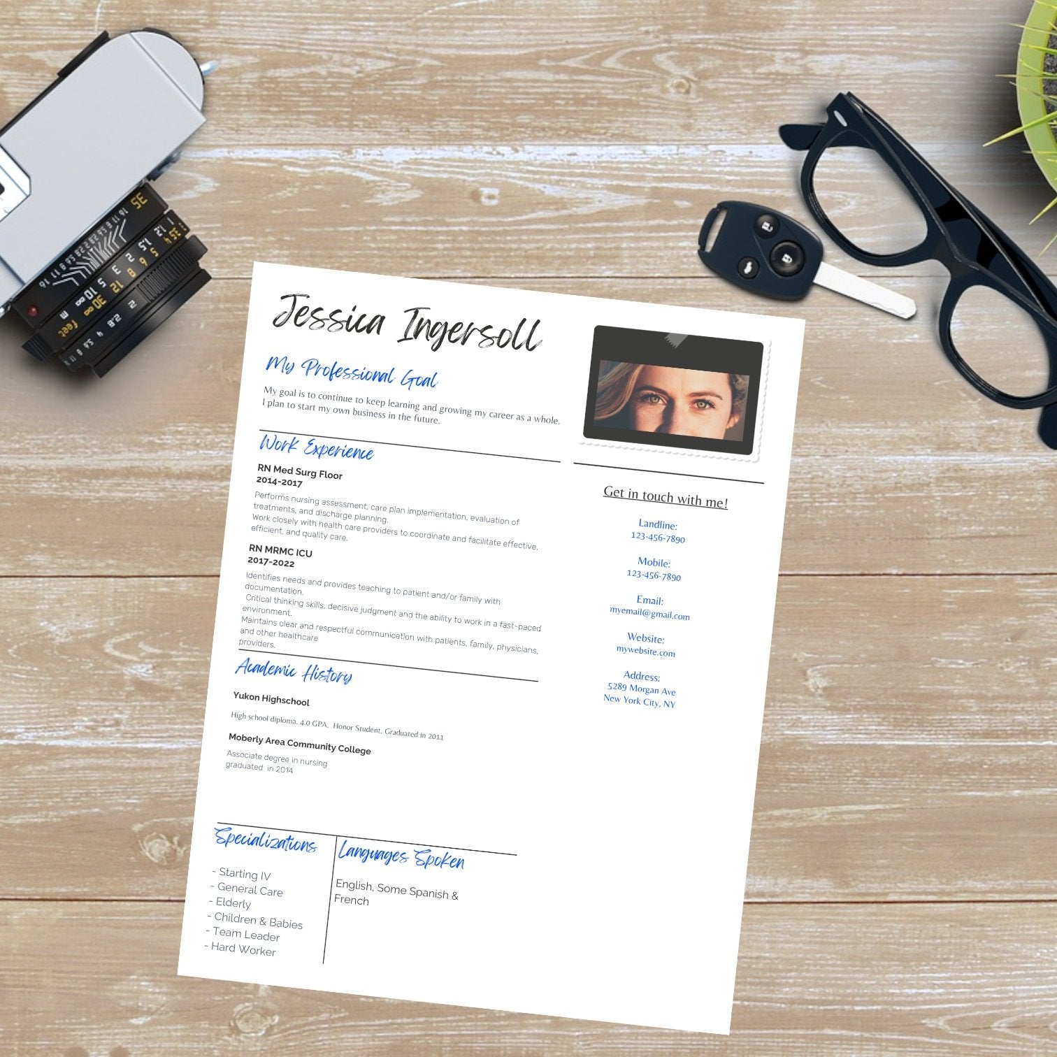 Editable fancy résumé template with picture slot digital download