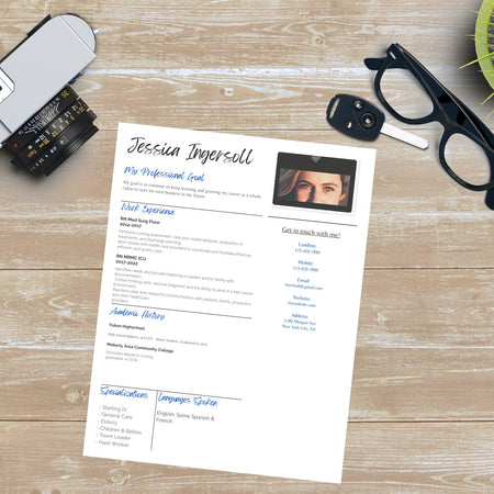 Editable fancy résumé template with picture slot digital download