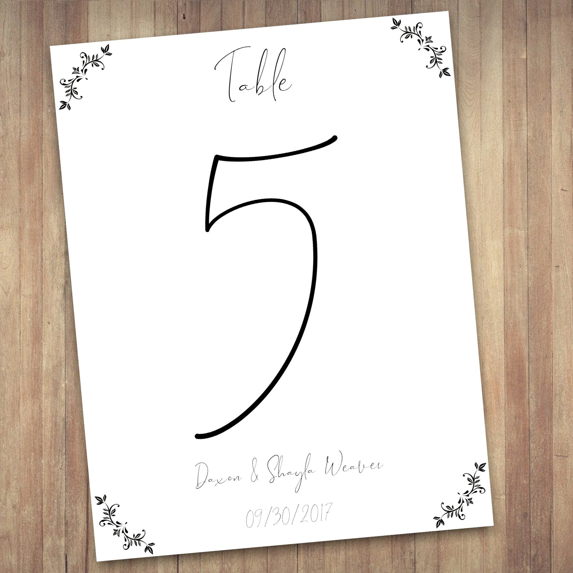 Elegant wedding table number marker template for easy customization