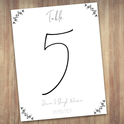 Elegant wedding table number marker template for easy customization