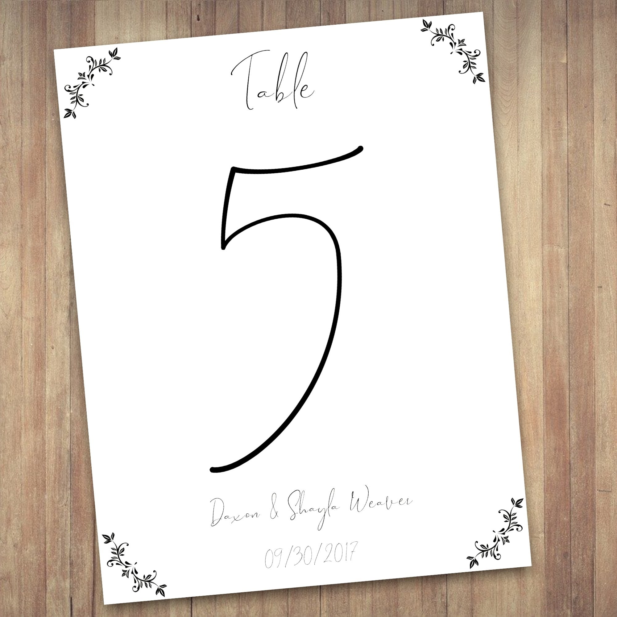 Elegant Wedding Table Number Marker Template – Quick Digital Files, image size:2000x2000