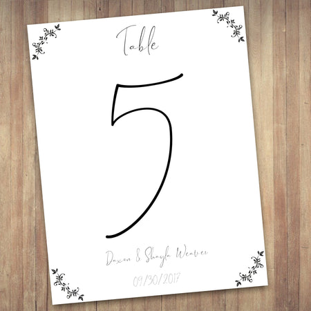 Elegant wedding table number marker template for easy customization