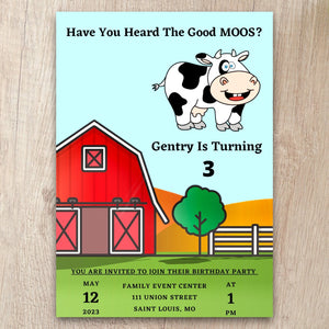 Editable farm-themed birthday invitation template digital download.