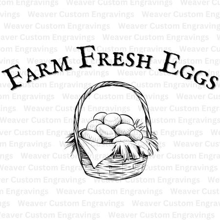 Farm Fresh Eggs digital art download with basket silhouette.