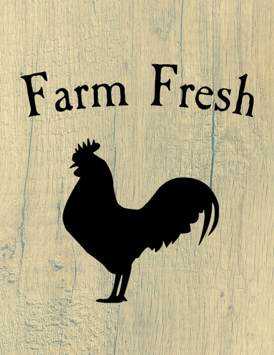 Country farmhouse rooster art in PNG, SVG, PDF for instant download.