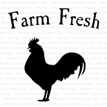 Farm Fresh Rooster silhouette digital artwork for home decor.