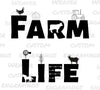 Farm Life Adventures digital art in black and white silhouette.