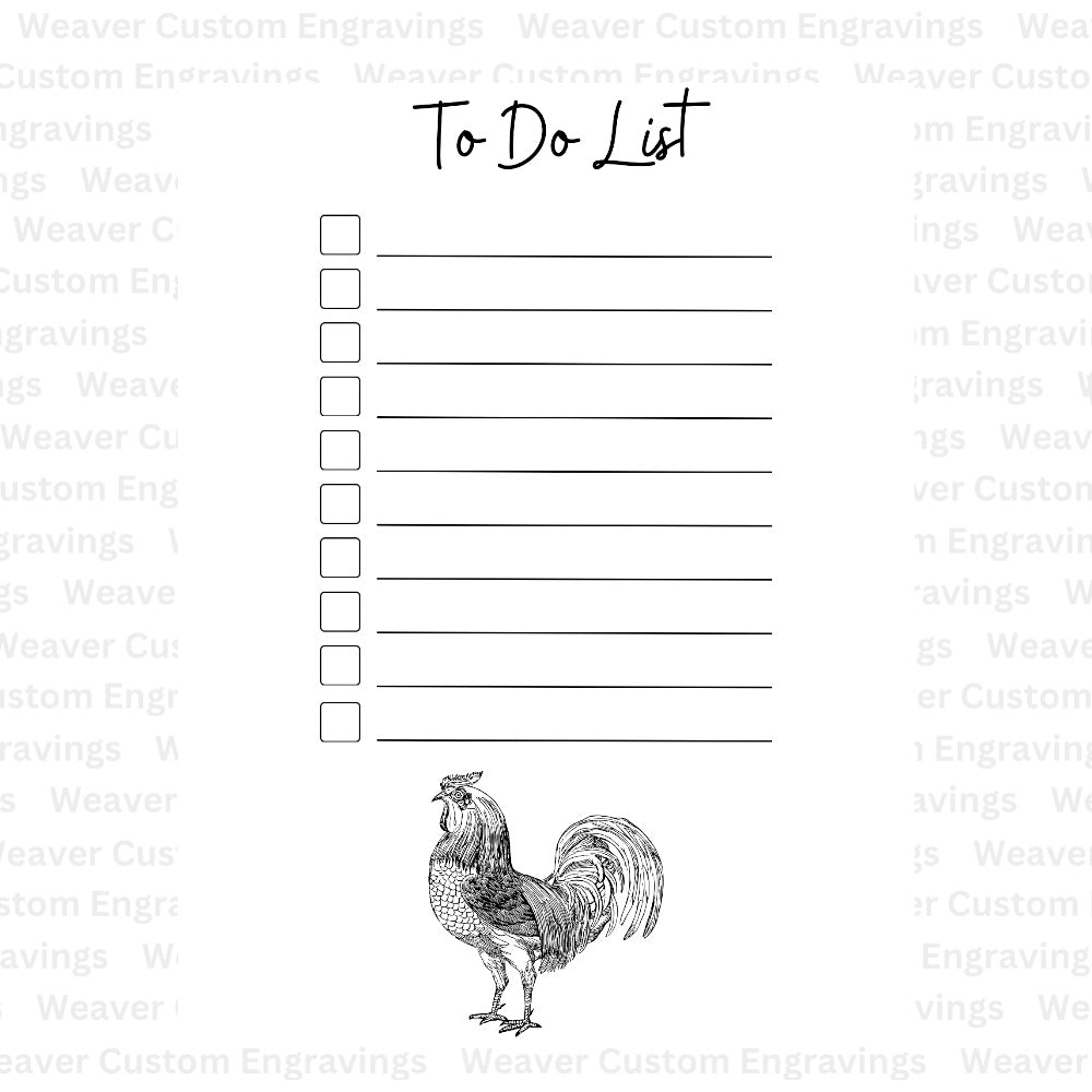 Printable rooster-themed planner sheet, bringing countryside charm to your daily tasks.