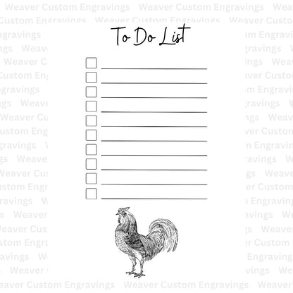 Printable rooster-themed planner sheet, bringing countryside charm to your daily tasks.