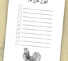 Rustic Farm Rooster themed digital to-do list, ready for instant download and print.