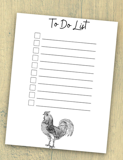 Country-style rooster checklist PDF, a delightful addition to your daily planning routine.