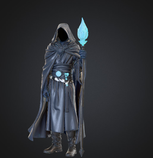 fantasy mage miniature glb obj
