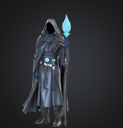 fantasy mage miniature glb obj
