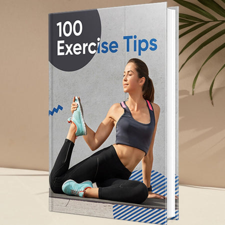 Digital download of "100 Exercise Tips" eBook, packed with strategies for weight loss and muscle building.
