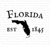 Digital silhouette of Florida with established date 1845 in SVG and PNG.