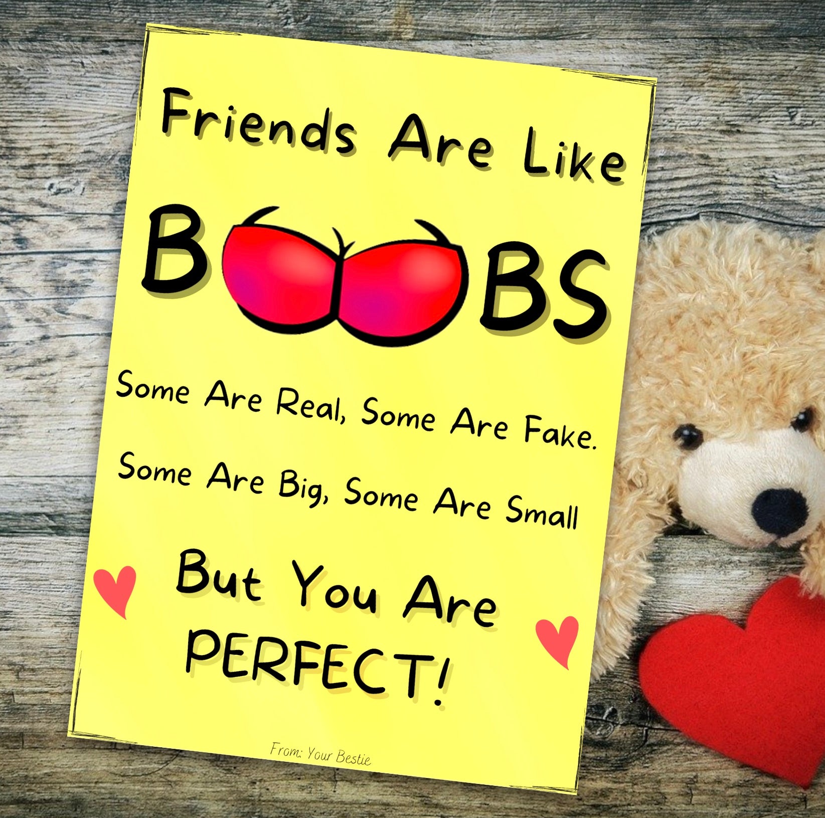 "Funny Friends Are Like Boobs Card Template"