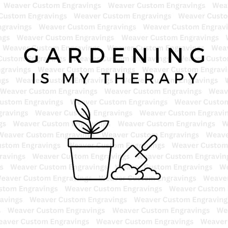 "Gardening Is My Therapy digital design for garden lovers."