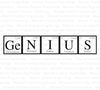 "GENIUS spelled with periodic table elements digital design."