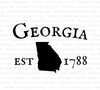 "Georgia silhouette with 1788 established date digital design SVG/PNG."