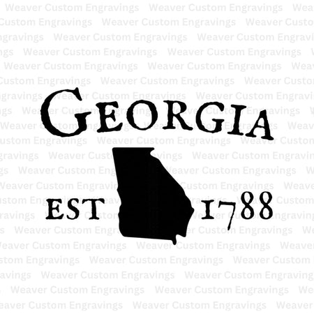 "SVG/PNG Georgia state outline with establishment date for DIY projects."