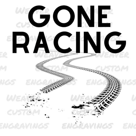 "Racing-themed 'Gone Racing' digital design for DIY projects."