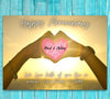 Happy Anniversary card with heart hands silhouette digital download