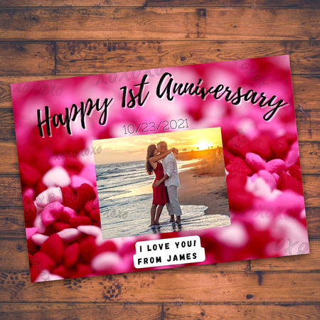 Elegant hearts design anniversary card for personalization on Canva