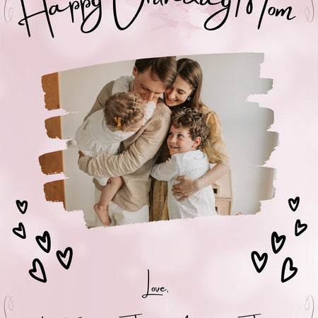 Digital download for a personalized birthday card for mom