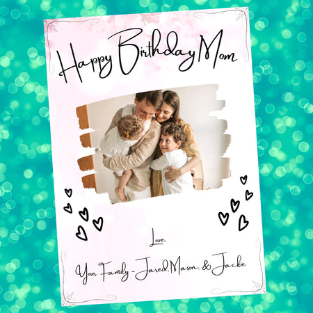 Customizable Happy Birthday Mom card template with photo insert