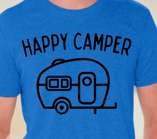 Camping-themed "Happy Camper" SVG file for crafts and DIY projects