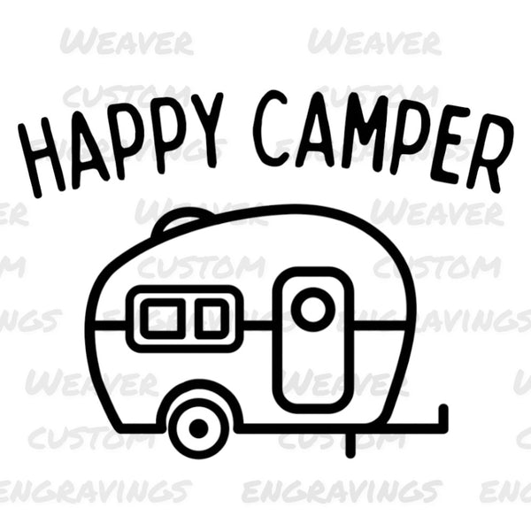 Personalize with "Happy Camper" PNG graphic for outdoor enthusiasts