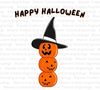 "Happy Halloween" pumpkin stack with witch hat SVG/PNG/PDF