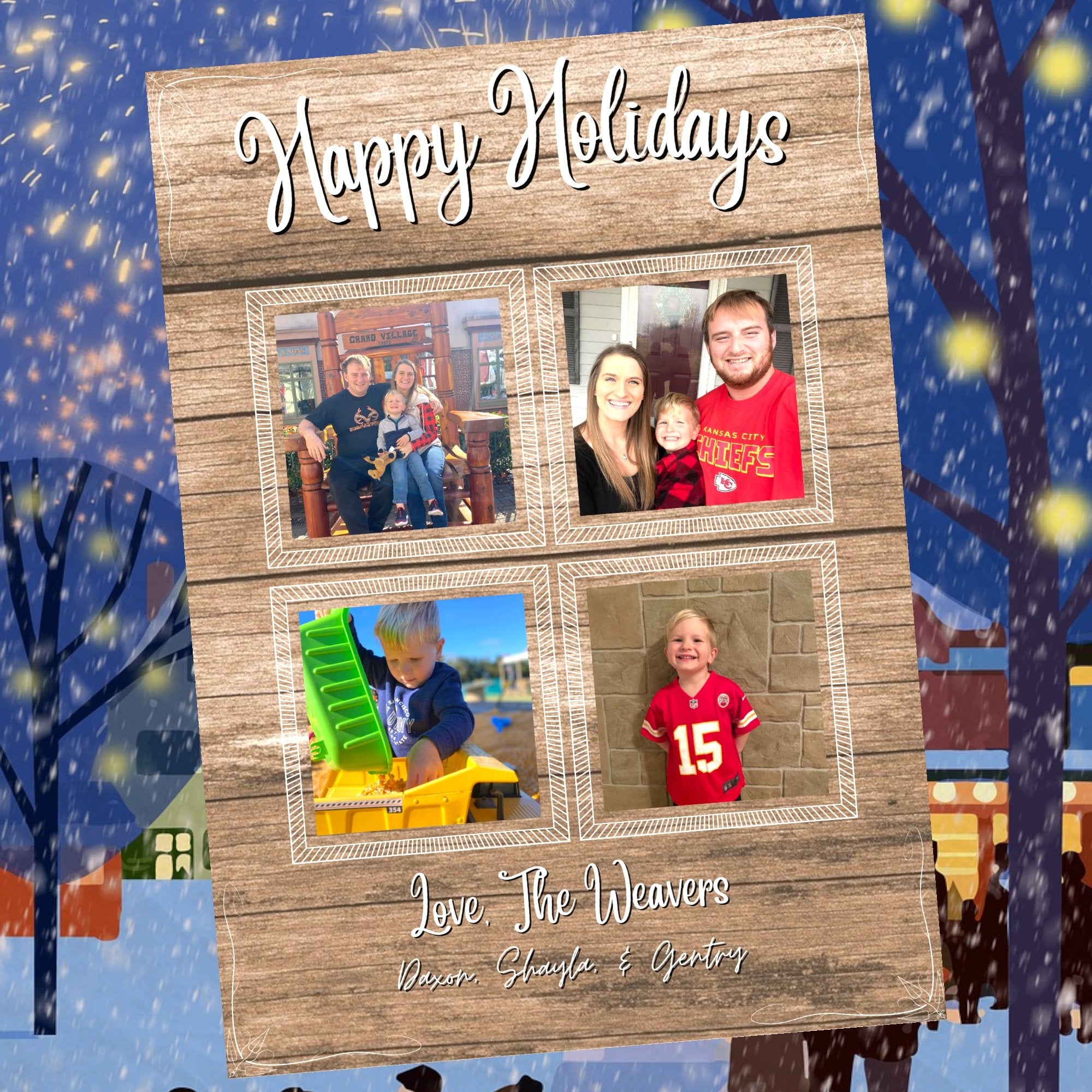Personalizable Happy Holidays Card Template Instant Digital Download