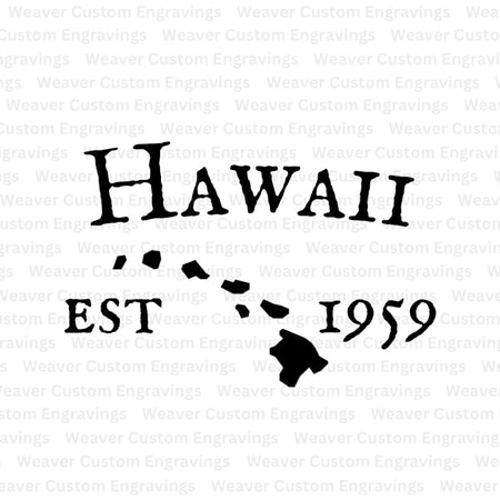 Hawaii silhouette with established 1959 date digital download artwork