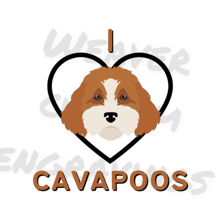 "I Love Cavapoos digital design with adorable dog illustration"