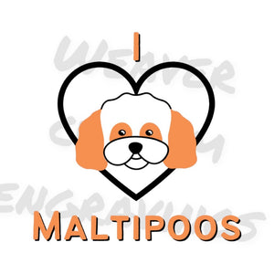 "Pawsome Maltipoo Love" SVG design for dog lovers and Maltipoo enthusiasts.