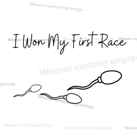 "Humorous sperm graphic celebrating life's beginning"