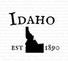 'Idaho silhouette with Established 1890 date' digital design for state pride projects.