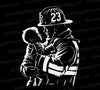 Firefighter's Rescue Silhouette - Heroic Illustration Download